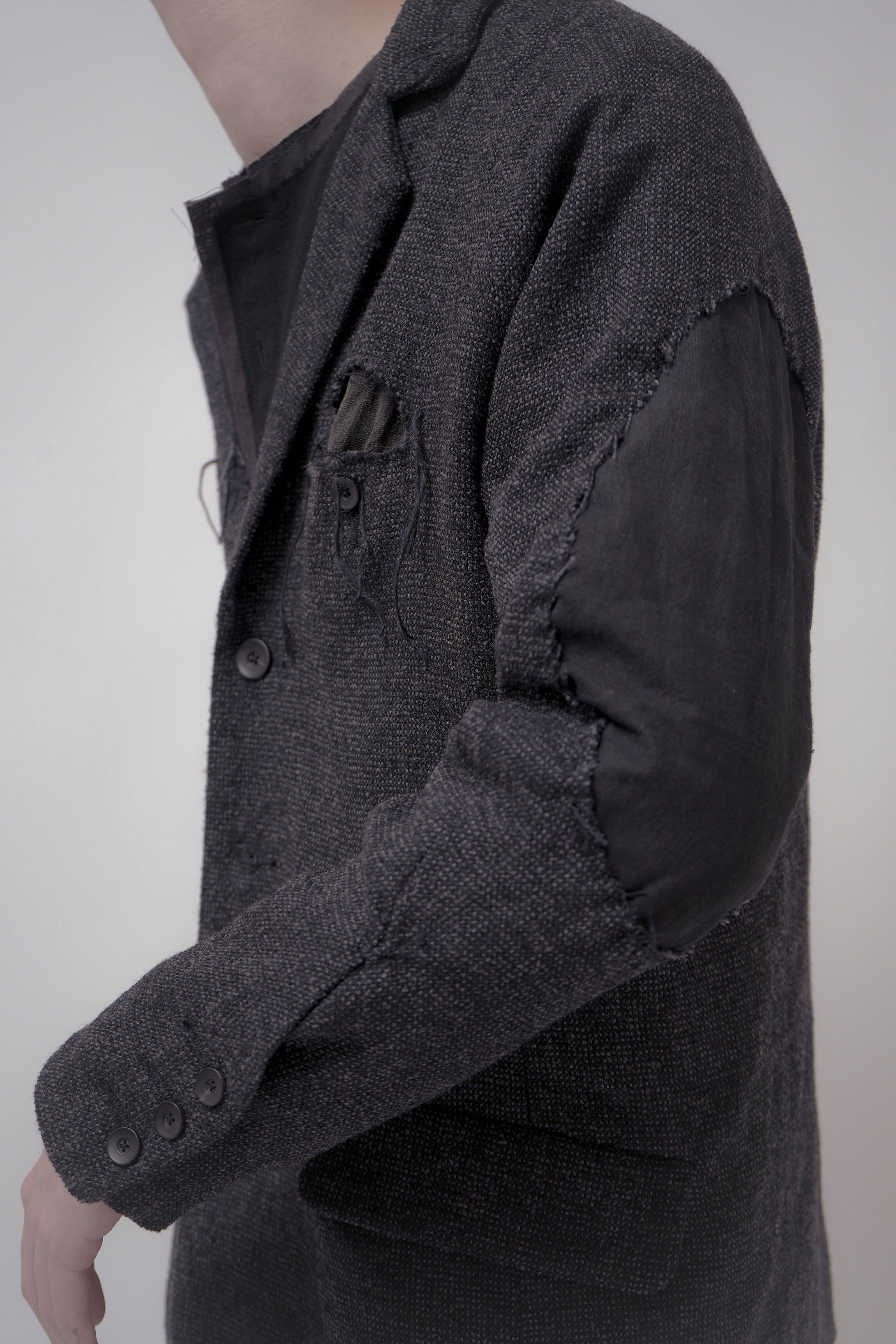 020 - Distressed Hole Blazer in Wool (Charcoal)